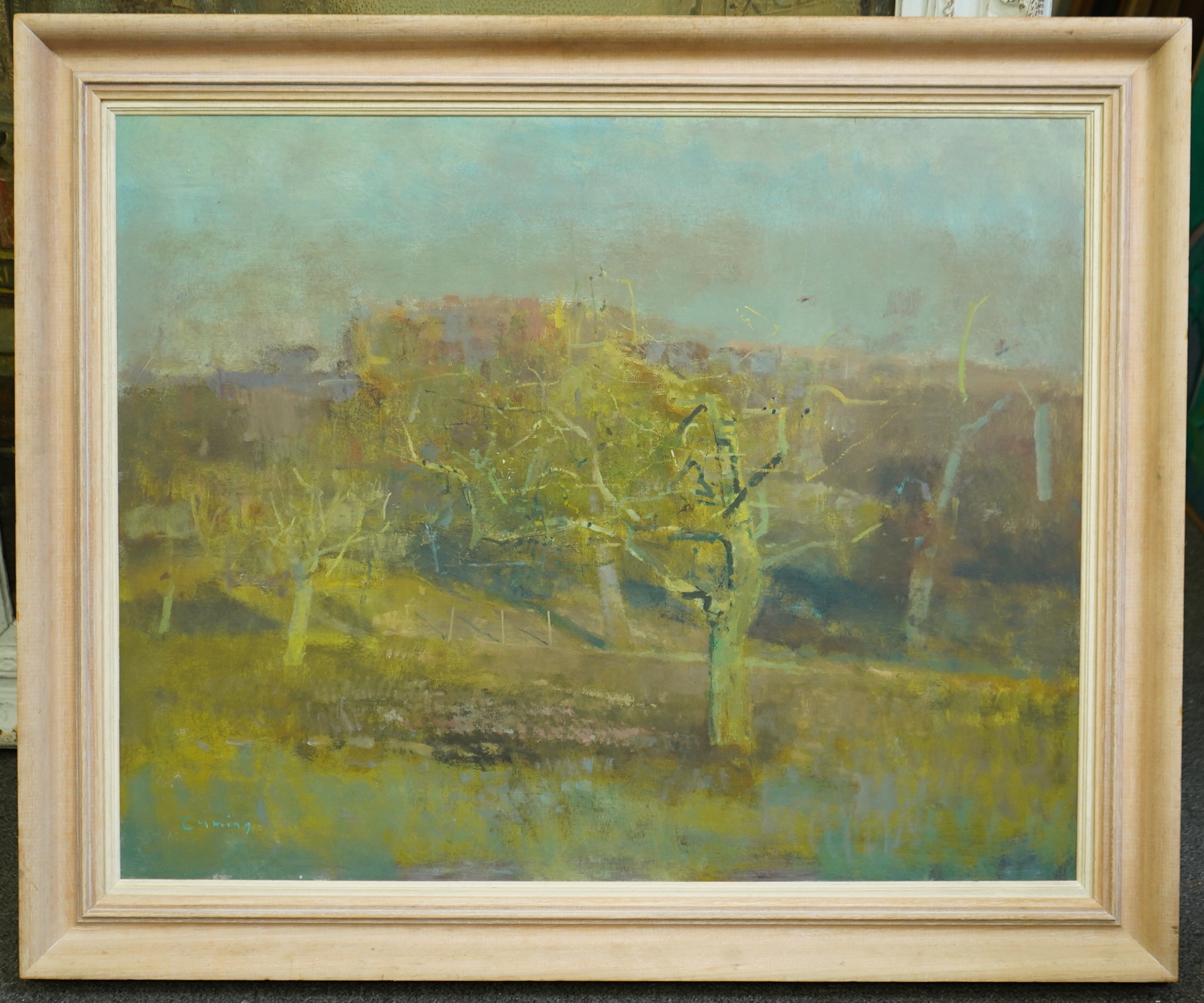 Fred Cuming R.A., N.E.A.C. (British, 1930-2022), 'The Orchard', oil on board, 60 x 75cm